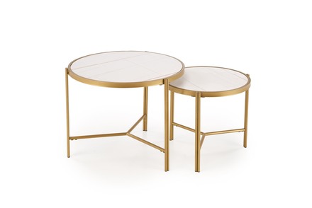 Konferenční stolky Halmar FATIMA sestava, bílá mramor / zlatá (1p=1szt)
