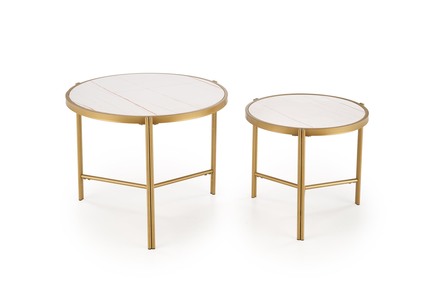 Konferenční stolky Halmar FATIMA sestava, bílá mramor / zlatá (1p=1szt) (3)