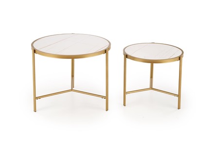 Konferenční stolky Halmar FATIMA sestava, bílá mramor / zlatá (1p=1szt) (1)