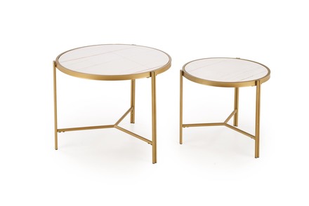 Konferenční stolky Halmar FATIMA sestava, bílá mramor / zlatá (1p=1szt) (4)
