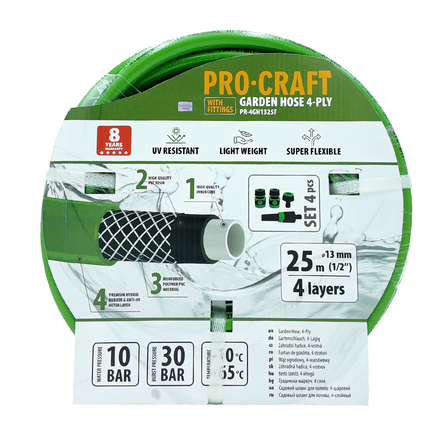 Zelená zahradní hadice Procraft PR-4GH1325F (1)