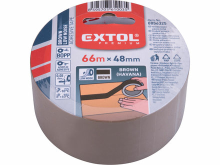 Lepicí páska Extol Premium 8856325 tichá, hnědá/Havana, 48mm x 66m tl.0,050mm, PP/akryl lepidlo (1)