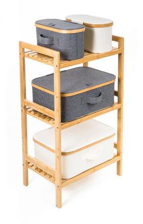 Úložný box G21 30 x 30 x 15 cm, bambusový s víkem, šedý (13)