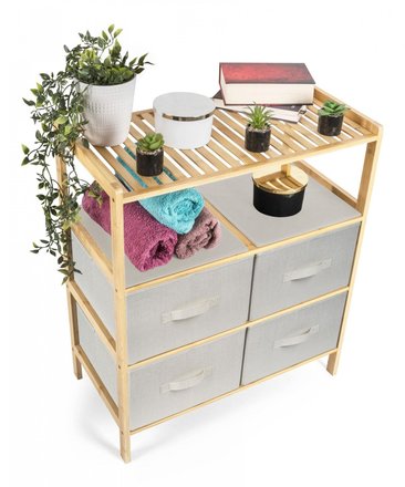 Bambusový regál G21 s 6 košíky, béžový (6)