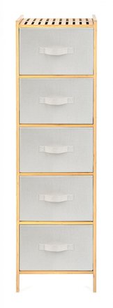 Bambusový regál G21 s 5 košíky, béžový (1)