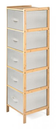 Bambusový regál G21 s 5 košíky, béžový (2)