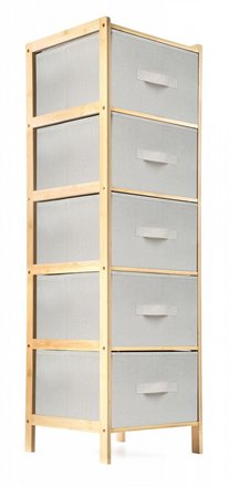 Bambusový regál G21 s 5 košíky, béžový (3)