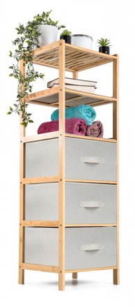 Bambusový regál G21 s 5 košíky, béžový (4)