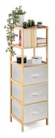 Bambusový regál G21 s 5 košíky, béžový (5)