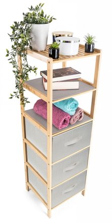 Bambusový regál G21 s 5 košíky, béžový (6)