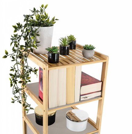 Bambusový regál G21 s 5 košíky, béžový (7)