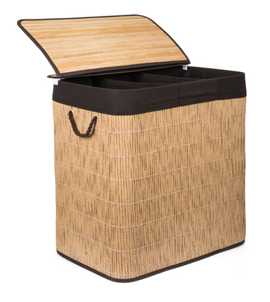 Koš na prádlo G21 150 l s rozdělovači, ratanový design s hnědým košem (3)
