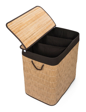 Koš na prádlo G21 150 l s rozdělovači, ratanový design s hnědým košem (4)