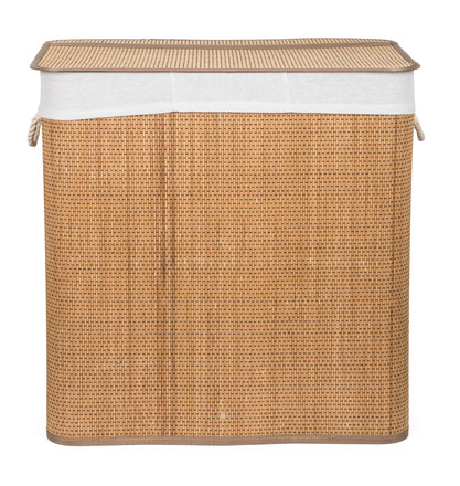 Koš na prádlo G21 150 l s rozdělovači, bambusový s bílým košem (1)