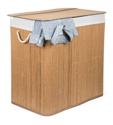 Koš na prádlo G21 150 l s rozdělovači, bambusový s bílým košem (2)