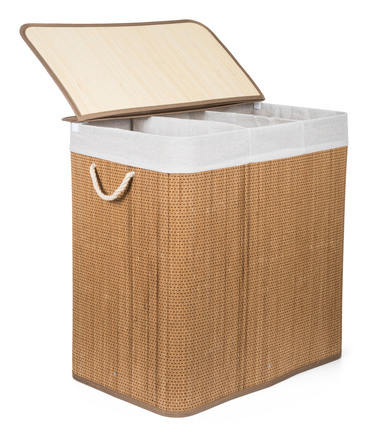 Koš na prádlo G21 150 l s rozdělovači, bambusový s bílým košem (3)