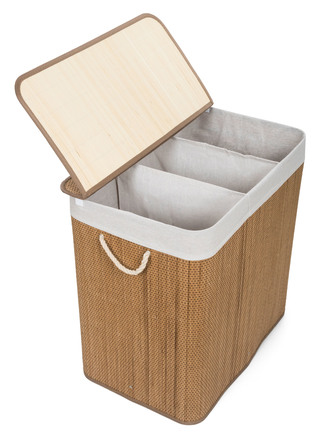 Koš na prádlo G21 150 l s rozdělovači, bambusový s bílým košem (4)