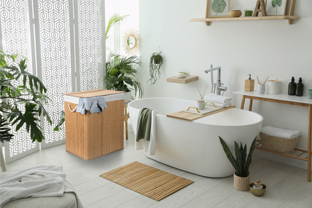 Koš na prádlo G21 150 l s rozdělovači, bambusový s bílým košem (6)