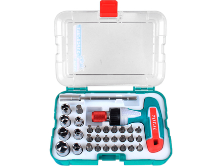 Šroubovák Total TACSD30316 ráčnový s T-rukojetí a hroty, sada 31ks, CrV