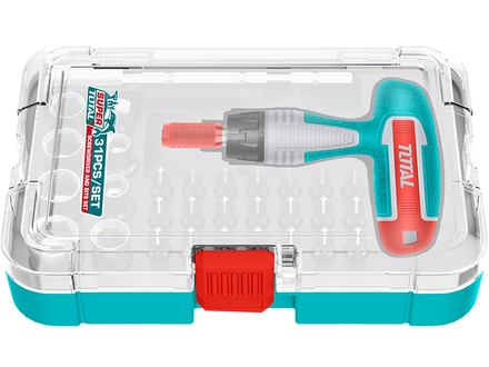 Šroubovák Total TACSD30316 ráčnový s T-rukojetí a hroty, sada 31ks, CrV (4)