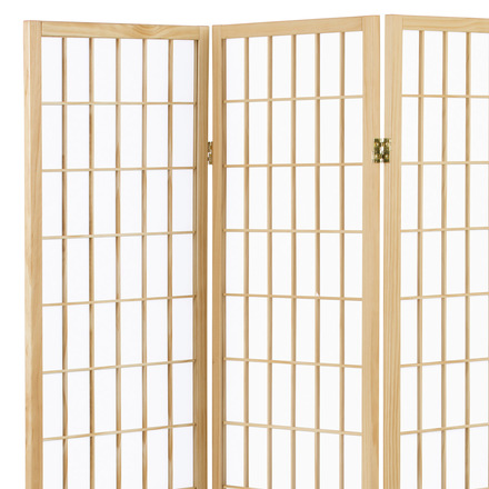 Paraván Autronic Paraván dřevěný 3 dílný, masiv smrk, bílá netkaná textilie, přírodní odstín (EF-E803 NAT) (1)