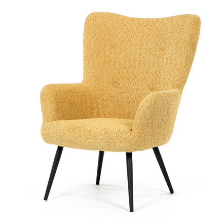 Křeslo ušák Autronic Křeslo ušák potah žlutá látka, nohy černý kov. (AK-W1206 YEL2)