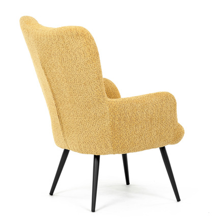 Křeslo ušák Autronic Křeslo ušák potah žlutá látka, nohy černý kov. (AK-W1206 YEL2) (9)