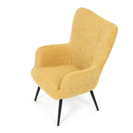 Křeslo ušák Autronic Křeslo ušák potah žlutá látka, nohy černý kov. (AK-W1206 YEL2) (15)