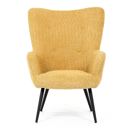 Křeslo ušák Autronic Křeslo ušák potah žlutá látka, nohy černý kov. (AK-W1206 YEL2) (1)