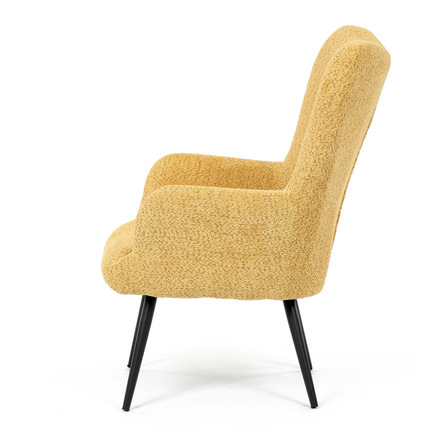 Křeslo ušák Autronic Křeslo ušák potah žlutá látka, nohy černý kov. (AK-W1206 YEL2) (4)