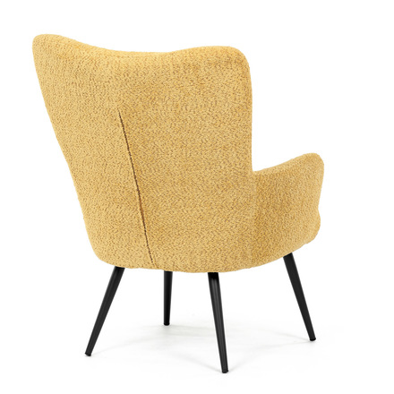 Křeslo ušák Autronic Křeslo ušák potah žlutá látka, nohy černý kov. (AK-W1206 YEL2) (8)