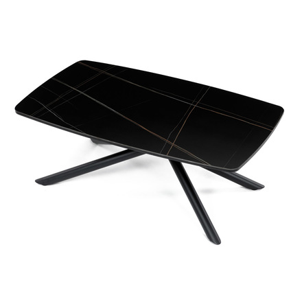 Konferenční stolek Autronic Stůl konferenční, deska slinutá keramika 120x70cm, černý mramor, nohy černý kov (AHG-X7227 BK) (14)