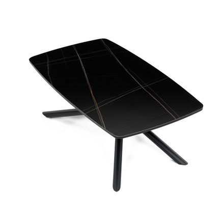 Konferenční stolek Autronic Stůl konferenční, deska slinutá keramika 120x70cm, černý mramor, nohy černý kov (AHG-X7227 BK) (15)