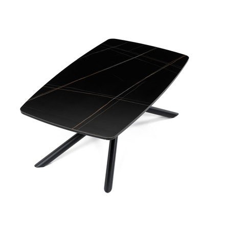 Konferenční stolek Autronic Stůl konferenční, deska slinutá keramika 120x70cm, černý mramor, nohy černý kov (AHG-X7227 BK) (17)