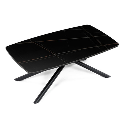 Konferenční stolek Autronic Stůl konferenční, deska slinutá keramika 120x70cm, černý mramor, nohy černý kov (AHG-X7227 BK) (18)