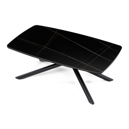 Konferenční stolek Autronic Stůl konferenční, deska slinutá keramika 120x70cm, černý mramor, nohy černý kov (AHG-X7227 BK) (20)