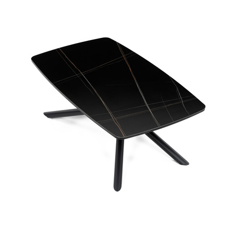 Konferenční stolek Autronic Stůl konferenční, deska slinutá keramika 120x70cm, černý mramor, nohy černý kov (AHG-X7227 BK) (21)