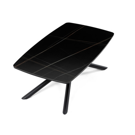 Konferenční stolek Autronic Stůl konferenční, deska slinutá keramika 120x70cm, černý mramor, nohy černý kov (AHG-X7227 BK) (23)