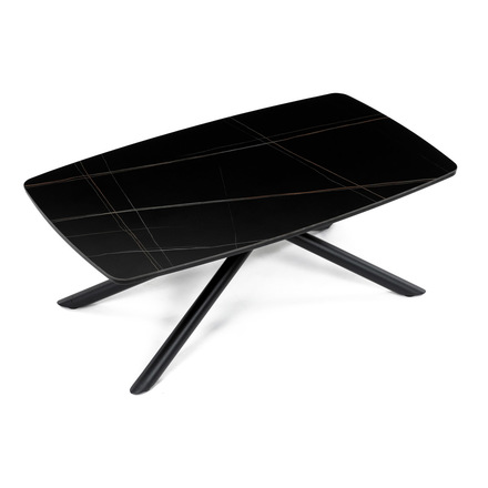 Konferenční stolek Autronic Stůl konferenční, deska slinutá keramika 120x70cm, černý mramor, nohy černý kov (AHG-X7227 BK) (24)