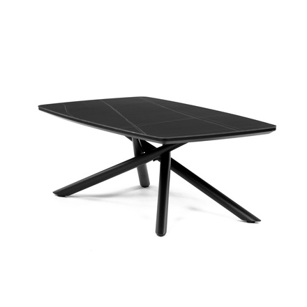 Konferenční stolek Autronic Stůl konferenční, deska slinutá keramika 120x70cm, černý mramor, nohy černý kov (AHG-X7227 BK) (3)