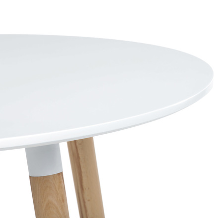 Moderní jídelní stůl Autronic Stůl jídelní, 90x90x74 cm, MDF - bílý matný lak, kovová kostrukce, dřevěné nohy (DT-306 WT) (4)