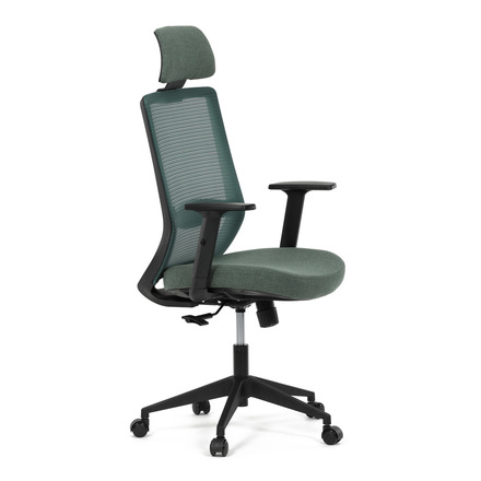 Kancelářská židle Autronic Židle kancelářská, zelená MESH síťovina, zelená látka, plastový kříž, synchronní mechanismus, kolečka pro tvrdé povrchy (KA-V3329 GRN) (11)