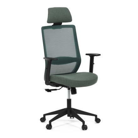 Kancelářská židle Autronic Židle kancelářská, zelená MESH síťovina, zelená látka, plastový kříž, synchronní mechanismus, kolečka pro tvrdé povrchy (KA-V3329 GRN) (12)