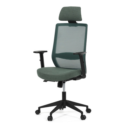 Kancelářská židle Autronic Židle kancelářská, zelená MESH síťovina, zelená látka, plastový kříž, synchronní mechanismus, kolečka pro tvrdé povrchy (KA-V3329 GRN) (2)