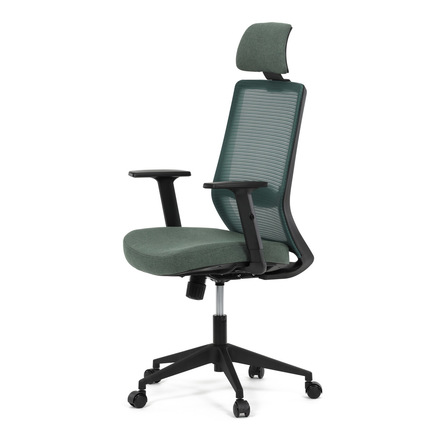 Kancelářská židle Autronic Židle kancelářská, zelená MESH síťovina, zelená látka, plastový kříž, synchronní mechanismus, kolečka pro tvrdé povrchy (KA-V3329 GRN) (3)