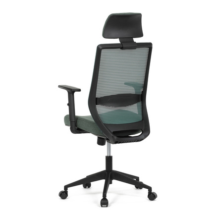 Kancelářská židle Autronic Židle kancelářská, zelená MESH síťovina, zelená látka, plastový kříž, synchronní mechanismus, kolečka pro tvrdé povrchy (KA-V3329 GRN) (6)