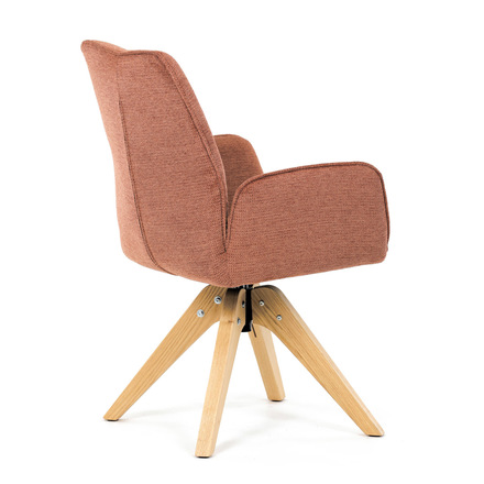 Dřevěná jídelní židle Autronic Židle jídelní s područkami, oranžová voděodpudivá látka, dubové nohy, otočná 360° (DCH-C2148 ORA2) (9)