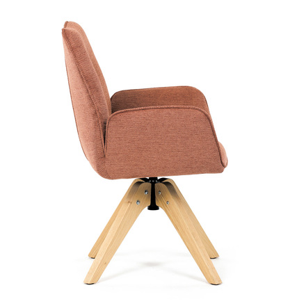 Dřevěná jídelní židle Autronic Židle jídelní s područkami, oranžová voděodpudivá látka, dubové nohy, otočná 360° (DCH-C2148 ORA2) (10)