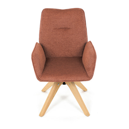 Dřevěná jídelní židle Autronic Židle jídelní s područkami, oranžová voděodpudivá látka, dubové nohy, otočná 360° (DCH-C2148 ORA2) (13)