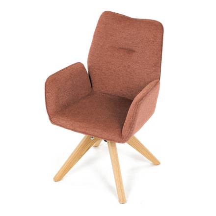 Dřevěná jídelní židle Autronic Židle jídelní s područkami, oranžová voděodpudivá látka, dubové nohy, otočná 360° (DCH-C2148 ORA2) (14)